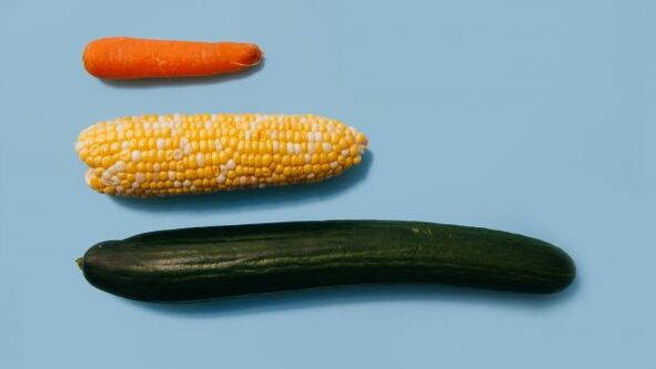 Diferite dimensiuni ale unui membru masculin pe exemplul legumelor